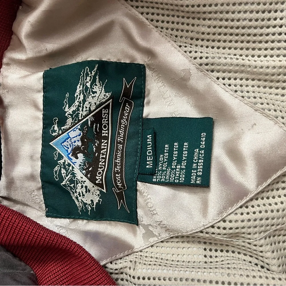 Mountain Horse VINTAGE waterproof outdoor jacket in a beige/grey & red colorway